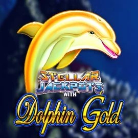 Dolphin Gold with Stellar Jackpots slot logo by Lightning Box Game at Robocat Casino