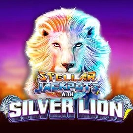 Stellar Jackpots with Silver Lion online game logo by Lightning Box Game on robocats.ca